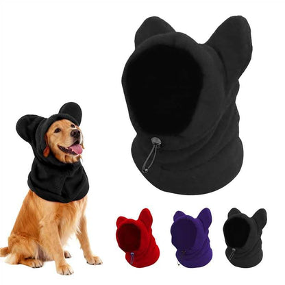 Dog Snood Winter Hood with Ear Protection, Fleece Neck Warmer for Dogs, (Black, Medium) - color: Black, size: Medium