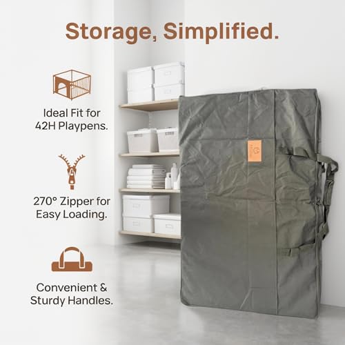 PJYuCien Storage Bag for 42"x24" Metal Foldable Dog Playpen | 600D Oxford Fabric, 270° Large Zipper, Travel Carry Case for Camping, Park & Home, Waterproof Moisture-Proof - size: 42"x24"