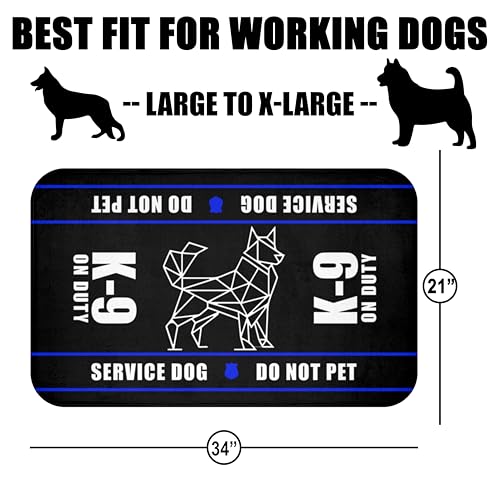 K-9 Service Dog Travel Mat - K-9 On Duty Portable Comfort Pet Bed Mat - Awareness & Safety Warning - size: 34"×21"