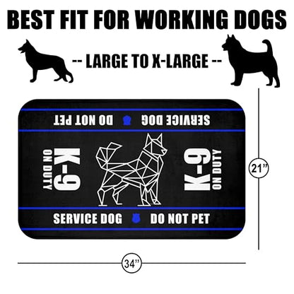 K-9 Service Dog Travel Mat - K-9 On Duty Portable Comfort Pet Bed Mat - Awareness & Safety Warning - size: 34"×21"