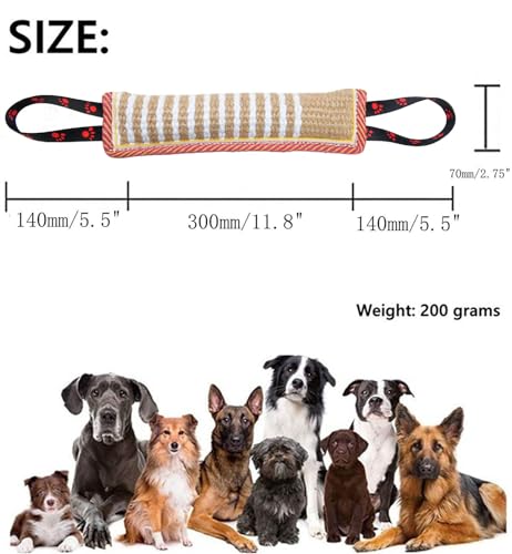 Clysoru Dog Tug Toy Tough Jute Bite Pillow Lasting Training Equipment Puppy to Large Dogs Interactive for Large and Small - color: Pink footprint
