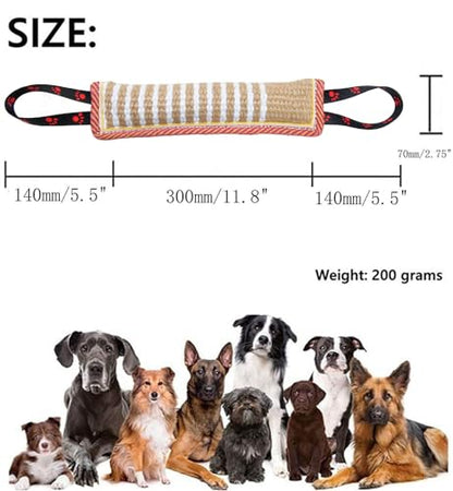 Clysoru Dog Tug Toy Tough Jute Bite Pillow Lasting Training Equipment Puppy to Large Dogs Interactive for Large and Small - color: Pink footprint