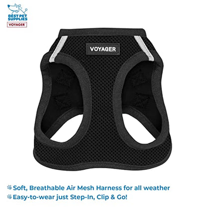 Best Pet Supplies - All Weather Mesh / Plush, Reflective, No Pull Harness for Small, Medium Dogs, Cats - Secure with Hook & Loop Fastener, Buckle, Double D-Rings - Black/Black Trim, M - color: Harness (Black/Black Trim), size: M (Chest: 16 - 18")