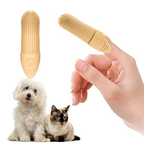 Jack & Milo Soft Silicone Finger Toothbrush for Dogs – Gentle & Effective Oral Care for Small Dogs, Puppies & Cats – Long-Lasting & Easy to Use – Orange – Ideal for Baby Pets - color: Orange