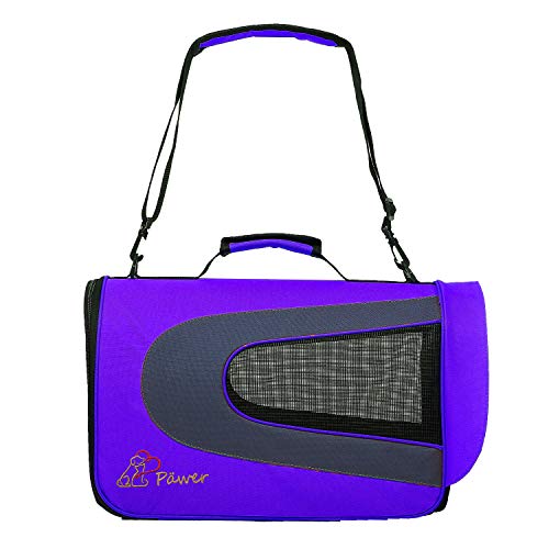 Pawer 18” x 11”x 11” Soft-Sided Foldable Airline Approved Pet Carrier for Cat, Puppy and Small Dog, Washable 600D Oxford Fabric, with Handle and Strap for Carry, Multiple Colors Available - color: Violet+Grey