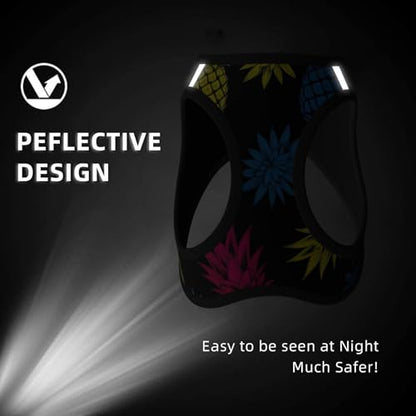 Breathable Reflective Dog Harness, Upside Down Pineapple Pink Yellow Blue, Double Strap No Choke Vest, Perfect for Hot Weather Walking with Medium Dogs - color: Style (524), size: Large