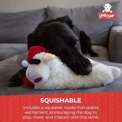 Multipet Lamb Chop Dog Plush Toy w/ Santa Hat - Squeaky Toy for All Dogs - Extra Soft Plush - Stuffed Animal for Cuddling & Playing (6”, Cream) - size: 6", style: Santa Hat