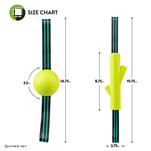 Hyper Pet Grab Tabs EVA Fetch Stick and Fetch Ball with Nylon Tabs Fetching Dog Toys That Floats in Water Combo Pack