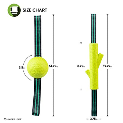Hyper Pet Grab Tabs EVA Fetch Stick and Fetch Ball with Nylon Tabs Fetching Dog Toys That Floats in Water Combo Pack