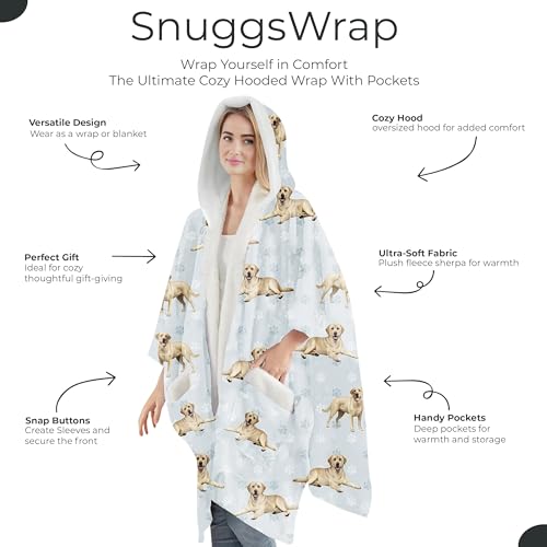 E&S Pets Sherpa Wearable Blanket Hoodie for Women – Soft Fleece Snuggs Wrap – 32 Dog & Cat Breeds – Warm Pet Lover Gifts - color: Labrador Yellow