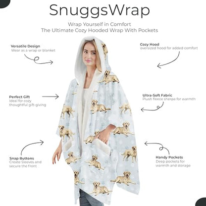 E&S Pets Sherpa Wearable Blanket Hoodie for Women – Soft Fleece Snuggs Wrap – 32 Dog & Cat Breeds – Warm Pet Lover Gifts - color: Labrador Yellow