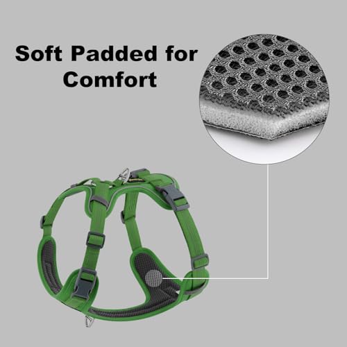 Plutus Pet No Pull Dog Harness, Release at Neck, Soft Padded, Reflective Adjustable Dog Vest Harness for Small, Medium, Large Dogs(Green, M) - color: Green, size: M