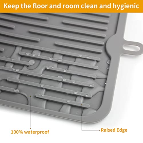 Ptlom Pet Placemat for Dog and Cat, Mat for Prevent Food and Water Overflow, Suitable for Medium and Small Pet, Grey, Silicone - color: Grey