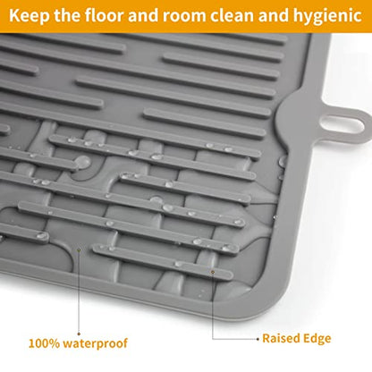 Ptlom Pet Placemat for Dog and Cat, Mat for Prevent Food and Water Overflow, Suitable for Medium and Small Pet, Grey, Silicone - color: Grey