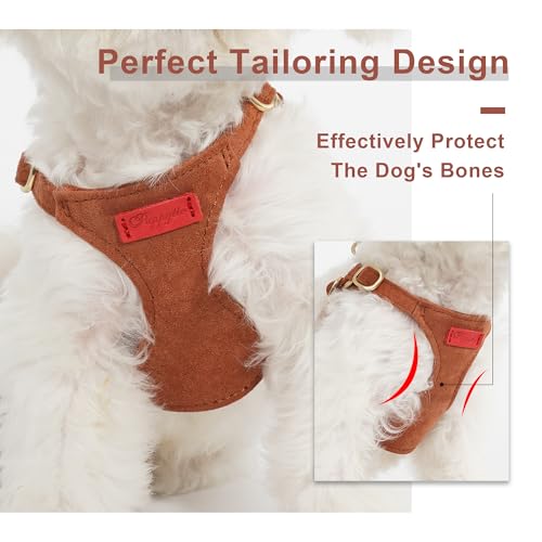 Puppytie Small Dog Harness with Multifunction Dog Leash,Lightweight Soft Adjustable No Choke Escape Proof Pet Harness Vest Pet Harness Vest,Brown Caramel,S - color: Brown, size: S(9-17.5lb）