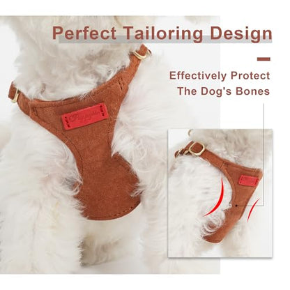Puppytie Small Dog Harness with Multifunction Dog Leash,Lightweight Soft Adjustable No Choke Escape Proof Pet Harness Vest Pet Harness Vest,Brown Caramel,S - color: Brown, size: S(9-17.5lb）