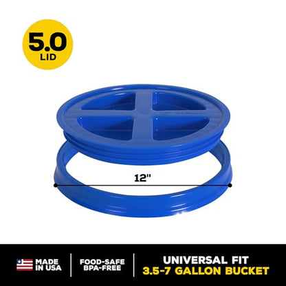 Gamma2 Gamma Seal Lid – Turn your standard utility bucket into an airtight storage container – Fits a 3.5 to 7 Gallon Bucket - Blue, Made in USA - color: Blue, size: Fits 3.5, 5, 6, & 7 Gallon Buckets