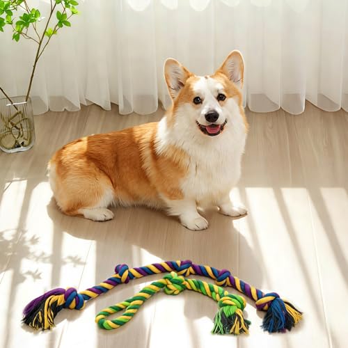 Dog Rope Toys for Large/Medium Aggressive Chewers, Tough Cotton Chew Toy, Tug of War Dog Pull Rope Teeth Cleaning (2 Pack-26.7Inch) - size: 2 Pack-26.7Inch