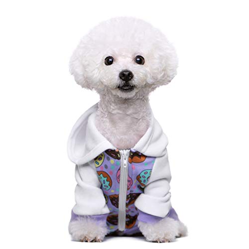 Purple Puppy Dog Hoodies for Small Medium Dogs, Christmas Hooded Sweatshirt with Pocket Pet Cat Hoody Clothes Sweaters Fleece Coat Dog Costume Winter - color: Purple Donut, size: Medium