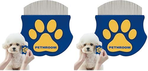PETHROOM Professional Eye Comb for Pets | Stainless Steel Tear Stain Remover for Cats & Dogs | Gentle Round-Head Grooming Tool | Compact & Portable for Eye Gunk Removal (Pack of 2) - size: One Size (Pack of 2)