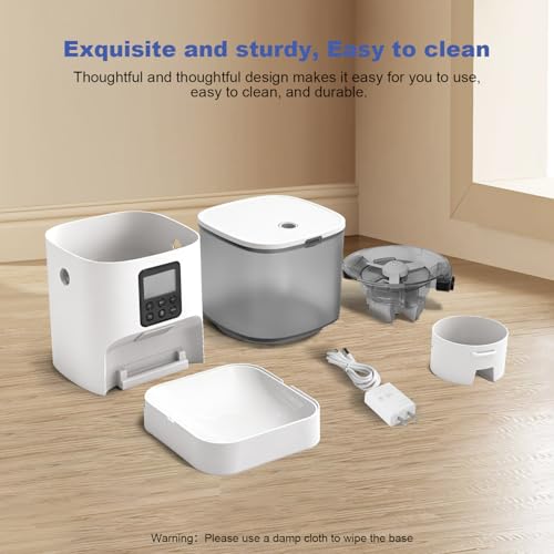 ANDOLL HOME Automatic Cat Feeder, 4L Cat Food Dispenser with 10s Voice Recorder, Pet Feeder up to 8 Meals per Day, Timed Dog Feeder with Dry Food Sealed Ring - color: Jade white