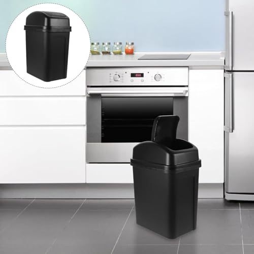 Bathroom Trash Can with Lid ,5.5 Gallons, Plastic Garbage Can with Lid, Waste Basket,trash Bin,garbage Bin ,dog Proof Trash Can for Office, Bathroom, Kitchen, Living Room, Bedroom, Outdoor, Dorm - color: Black