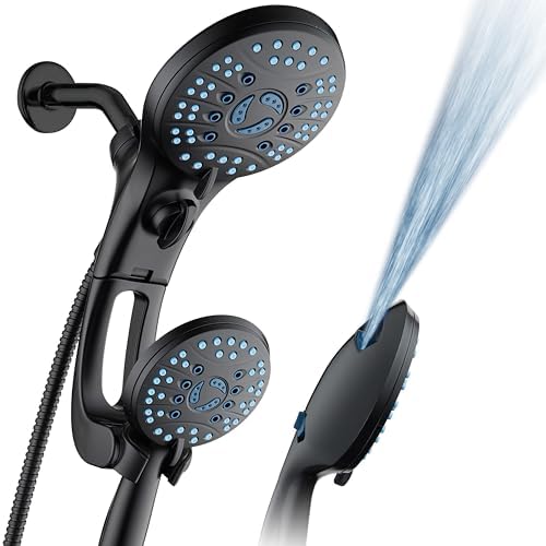 Hotel Spa AquaCare for California As-Seen-On-TV High Pressure Handheld Rain 50-mode 3-way Shower Head Combo with Adjustable Arm, Anti-clog Jets, Tub & Pet Power Wash, 6 ft. Hose, Matte Black - color: Matte Black, style: 1.8 Gallons Per Minute