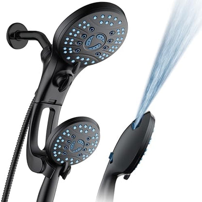 Hotel Spa AquaCare for California As-Seen-On-TV High Pressure Handheld Rain 50-mode 3-way Shower Head Combo with Adjustable Arm, Anti-clog Jets, Tub & Pet Power Wash, 6 ft. Hose, Matte Black - color: Matte Black, style: 1.8 Gallons Per Minute