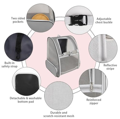 Cat Backpack Carrier,Pet Carrier Airline Approved for Small Dog Cat Puppy Kitten Bunny,Ventilated Mesh Design Animal Backpack for Hiking Camping Travel Bag (Light Grey) - color: Light Grey