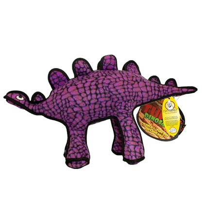 TUFFY - World's Tuffest Soft Dog Toy - Dinosaur Stegosaurus- Squeakers- Multiple Layers. Made Durable, Strong & Tough. Interactive Play (Tug, Toss & Fetch). Machine Washable & Floats - color: Purple Stegosaurus Dinosaur