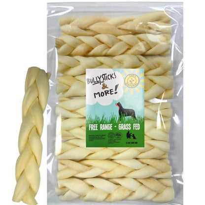 BULLYSTICKS & MORE Beef Cheek Braids for Dogs (6" Thick - 12 Count)- Bones for Dogs - Dog Parents Choice - Premium Beef Cheek Rolls
