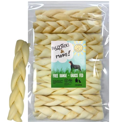 BULLYSTICKS & MORE Beef Cheek Braids for Dogs (6" Thick - 12 Count)- Bones for Dogs - Dog Parents Choice - Premium Beef Cheek Rolls
