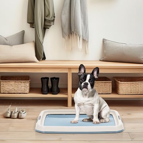 IRIS USA Pee Pad Holder for Dogs and Puppies, Potty Training Tray with Secured Latches, Non-Skid Feet, Leak Protection, Easy Clean Surface, Fits 17"x 23" Puppy Pads Size, Blue - color: Blue, size: 17" x 23"