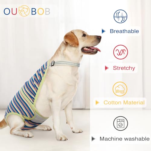 Dog Diapers Female,Female Dog Diapers for Heat Large Dogs, Washable Onesie Sanitary Pantie with Adjustable Suspender Washable, Reusable Period Panties Doggie Diaper, L - color: Dark blue, size: Large