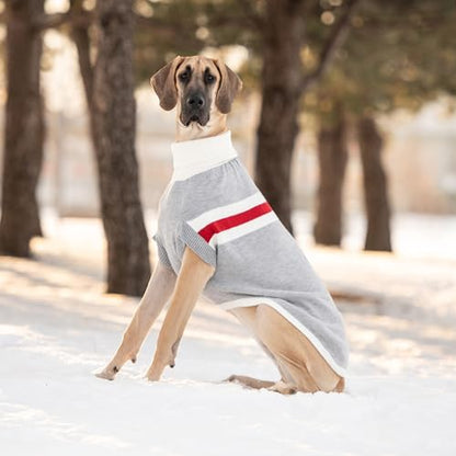 GF PET Trekking Sweater | Quality Multi-Knit Turtleneck for Small, Medium, Large Dogs | Warm Striped Heathered Pullover with Ribbed Armholes | 100% Acrylic | Machine Washable - Grey Mix - Med - color: Grey Mix, size: Medium
