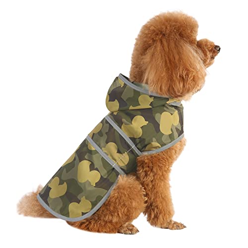Dog Raincoat for Small Dogs Puppies Waterproof Jacket Hooded Rain Coats with Reflective Strips Leash Hole & Poncho Adjustable Fit (CamoDuck,XS) - color: Camo Ducks, size: X-Small