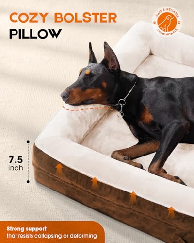 Upvilla XXL Orthopedic Dog Bed, Four-Sided Cushioned Egg-Shaped Foam Dog Sofa, Waterproof Removable Cover, Pet Sofa Bed with Non-Slip Base, Giant Dog Bed,Brown - color: Brown, size: 54"l X 36"w X 7.5"th