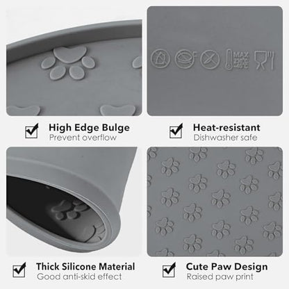 Dog Food Mat for Food and Water, Waterproof Pet Food Mat with Edges, Nonslip Dog Feeding Mat for Protecting Floors (1Pack Grey) - color: 1Pack Grey