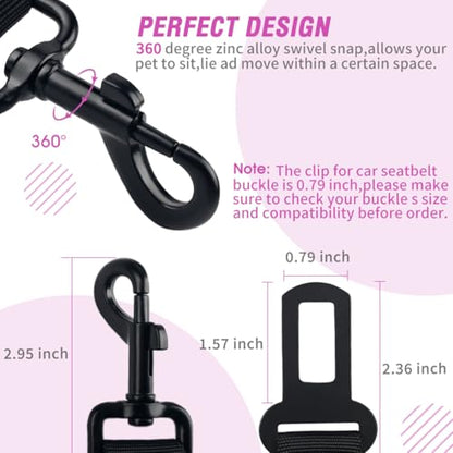 COOYOO Dog Seat Belt, Durability Retractable Dog Car Harness Adjustable Dog Seat Belt for Vehicle Nylon Pet Safety Seat Belts Heavy Duty & Elastic - color: Set 01 Pack C-Pink