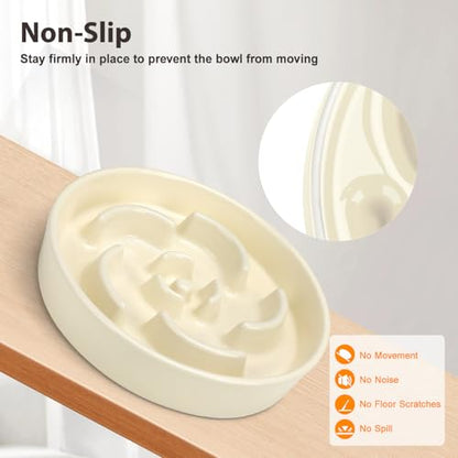 Slow Feeder Dog Bowl, Ceramic 2 Cups Dog Food Bowls for Small, Medium, and Large Breed, Anti-Slip Maze Puzzle Food Dish to Slow Down Eating (White, 2 Cups) - color: Flower - White