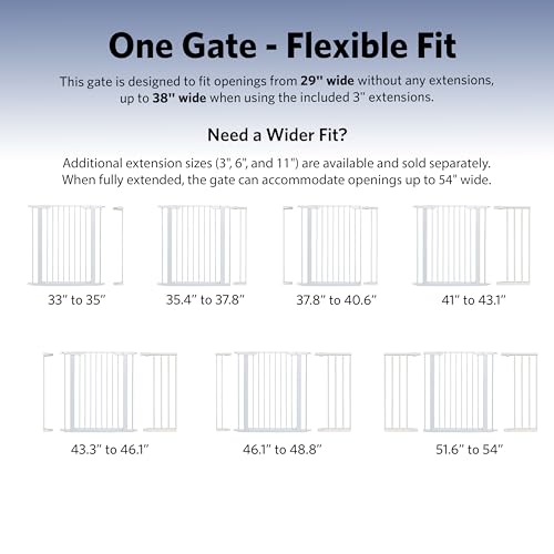 Midwest 39" Steel Walk-Thru Dog Gate, White | Pressure Mounted, Expands 29.5"- 38" Wide, Auto-Close Door, Spring-Loaded Latch, Includes Two 3" Extensions - color: White, size: 39-Inch