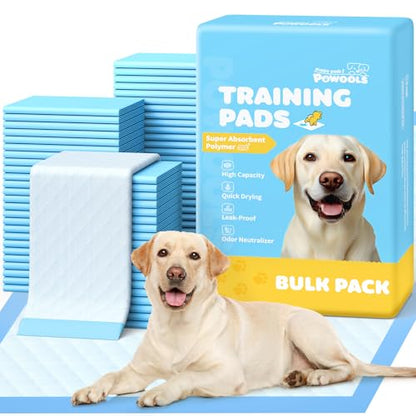 Powools Puppy Pads - 100 Packs, 33"×27" Ultra-Large Puppy Pads, Tear-ResistantPee Pads for Dogs, 6-Layer Ultra-Absorbent & Quick-Dry Black Training Pads