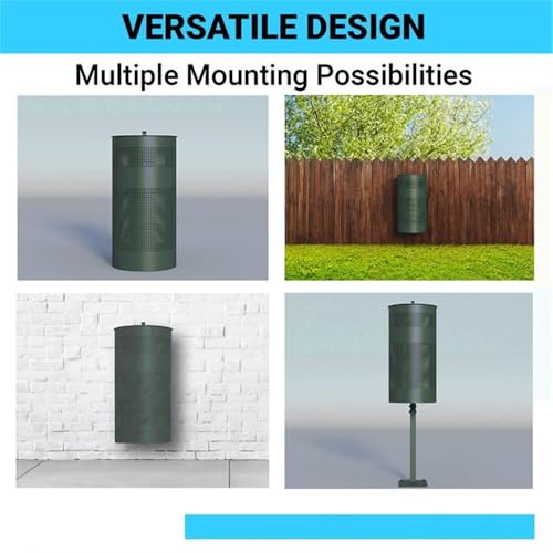 Afuera Living 11.5 Gal Outdoor Pet Waste Trash Can with Lid, Galvanized Steel, Green Powder Coated Finish, Freestanding or Mountable, Includes 20 Liners, Noise Reducing Rubber Gasket, Commercial or