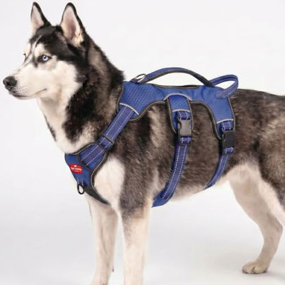 Tuff Pupper Escape Proof No Escape Dog Harness | 5 Point Adjustable Fit Harness for Dogs | Padded Dog Harnesses | Handle Dog Lift Harnesses - color: Midnight Blue, size: Large: 27-32 Inch Chest