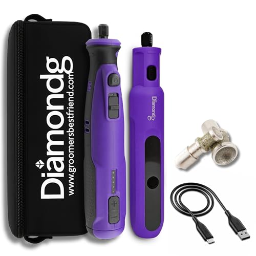 Diamondg Cordless Dog Nail Grinder with Quiet Sound & LED Tip for Large & Small Dogs, 4hrs. Runtime, 2 Bits Included, Purple - color: 011 - Purple + 2 Bits