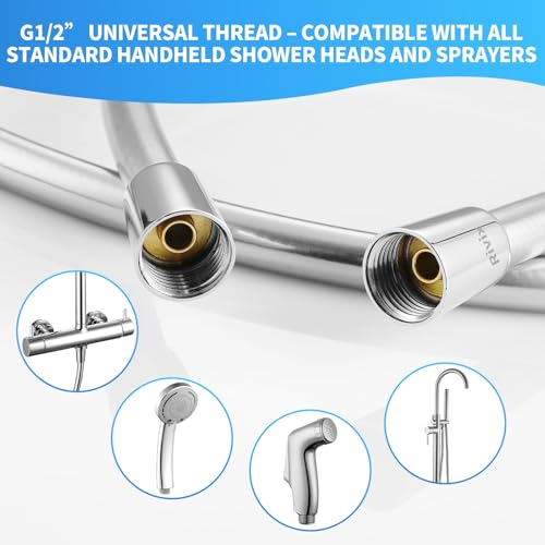 Extra Long Replacement Shower Hose Extension Handheld Shower Head Hose 90 Inches Flexible and Durable with Brass Insert and Nut - color: Silver, size: 90 Inches