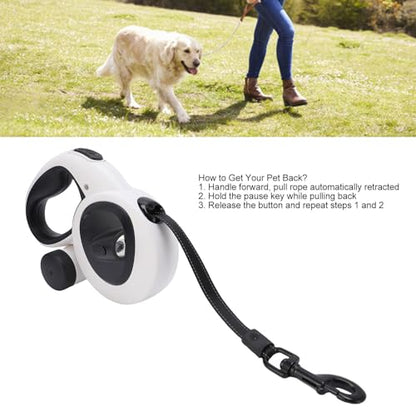 Retractable Dog Leash, One Key Brake Design, Reflective Double Sided Webbing and LED Light, 16.4ft Nylon Rope, Heavy Duty No Pull Pet Walking Leash for Medium Breeds (L 28 Inch)