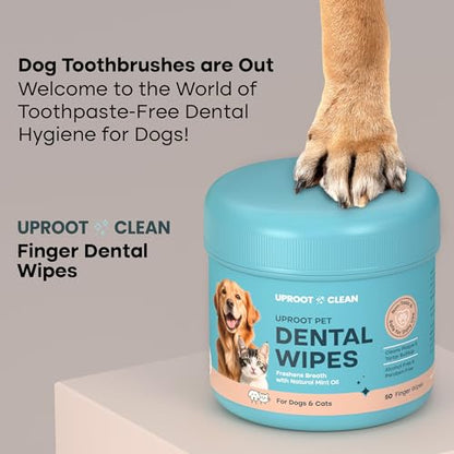 Uproot Cleaner Pro Pet Hair Remover & Dental Finger Wipes Set: The Ultimate Pet Hair Removal Tool for Non-Knit Surfaces & Cat and Dog Teeth Cleaning Wipes for Plaque, Tartar, & Breath
