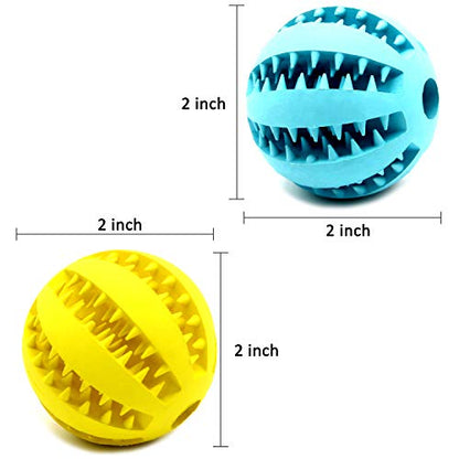 Youngever 2 Pack Dog Ball Toys for Pet Tooth Cleaning, Chewing, Fetching, Treat Ball Food Dispensing Toys (Small 2 Inch) - size: Small 2 inch