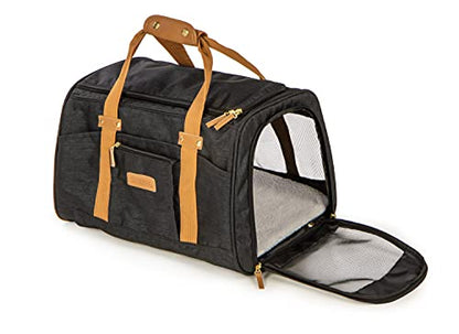 Sherpa Element Travel Pet Carrier, Airline Approved, Padded & Washable, Includes Mesh Windows & Spring Frame, Black and Tan, Large